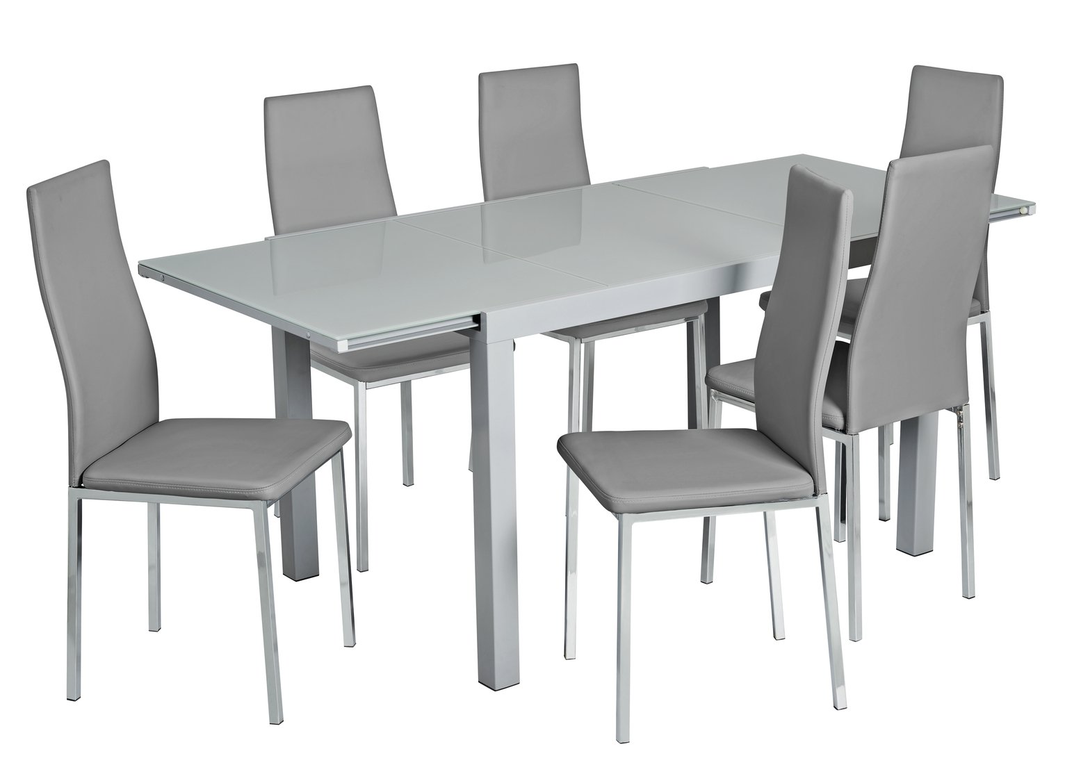 Argos Home Anton Glass Extending Table & 6 Grey Chairs