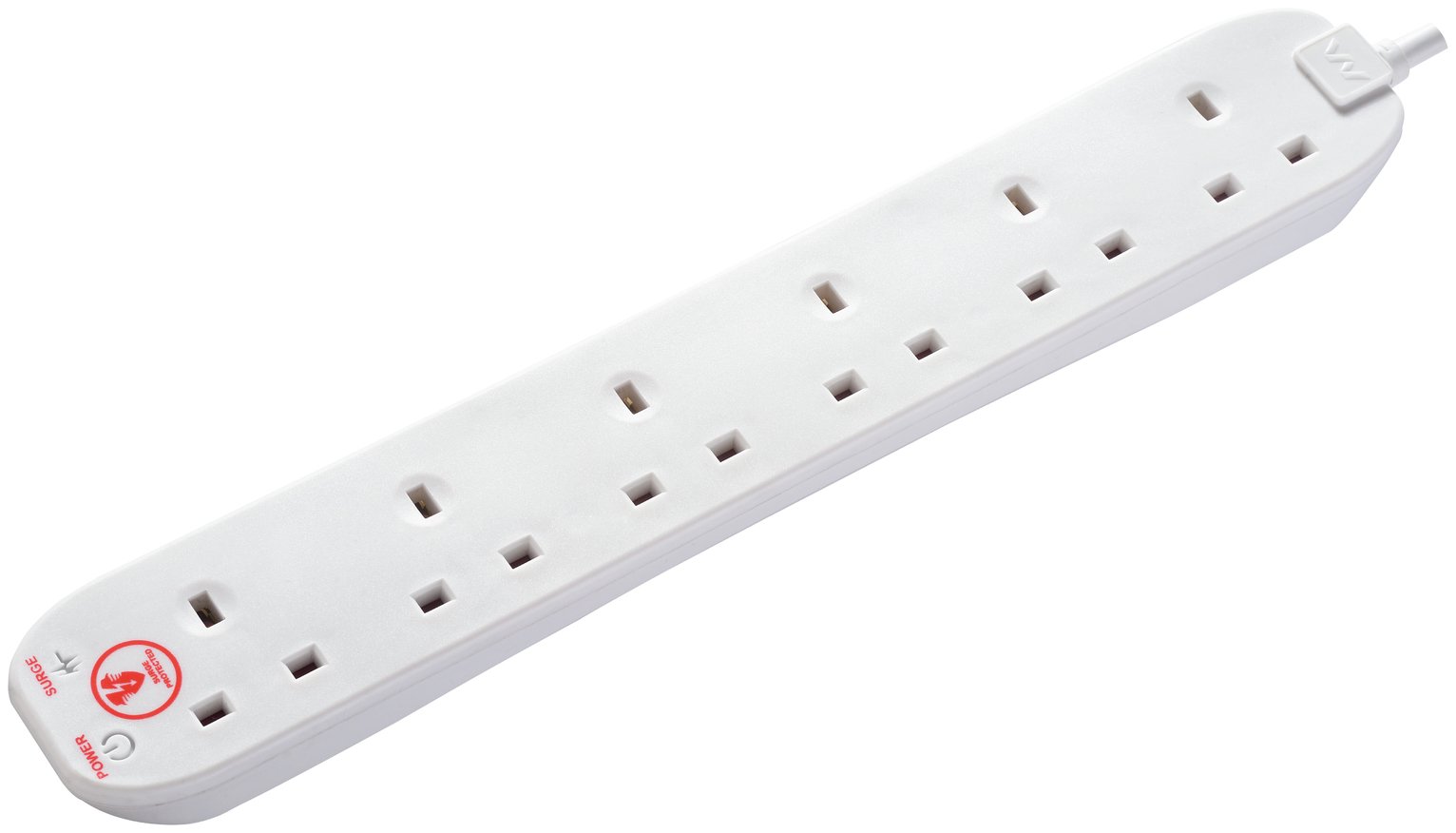 Masterplug 6 Socket 1 Metre Extension Lead - Surge Protected