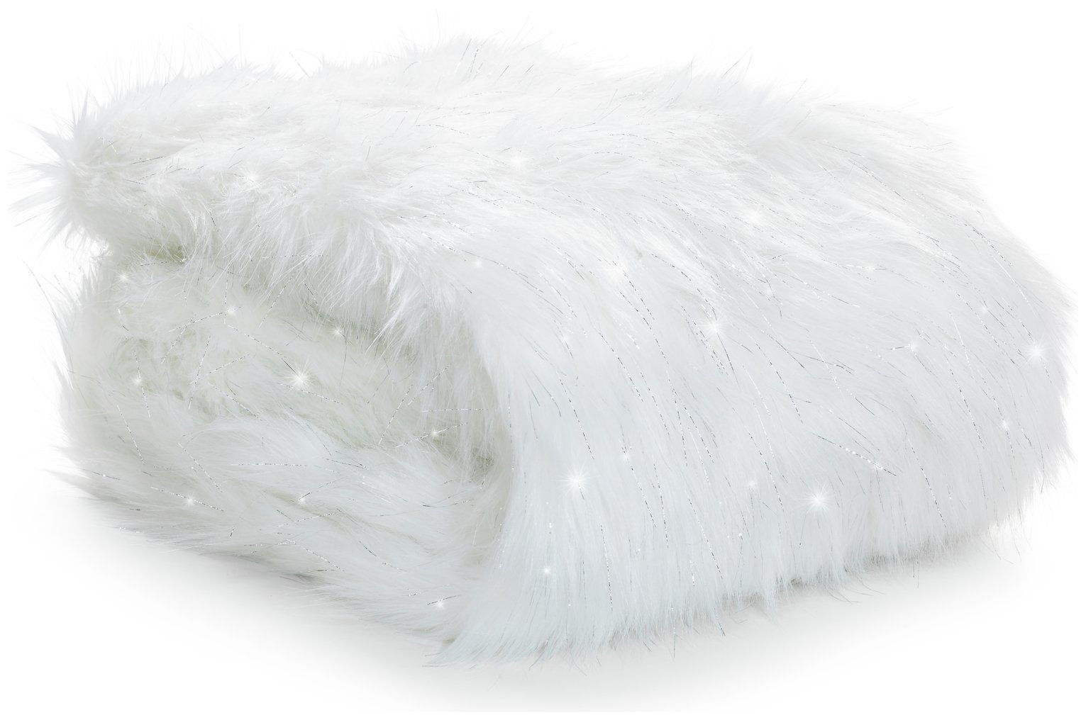 Catherine Lansfield Metallic Fur Throw - Polar White