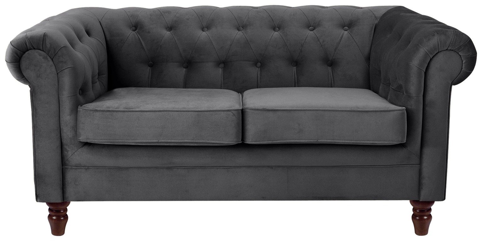 Argos Home Chesterfield 2 Seater Fabric Sofa Charcoal