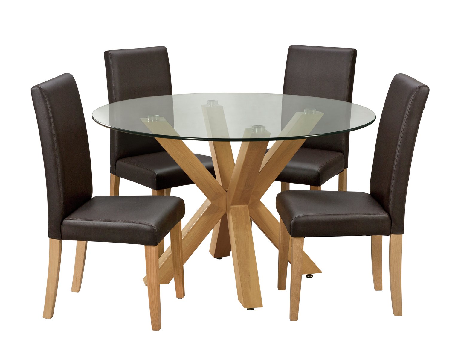 Argos Home Alden Glass Dining Table & 4 Chocolate Chairs