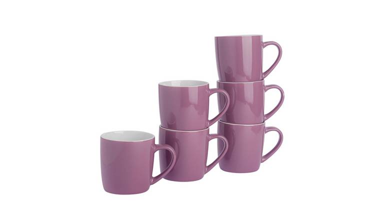 Argon Tableware Coloured 350ml Coffee Mugs Pack of 6 - Purple
