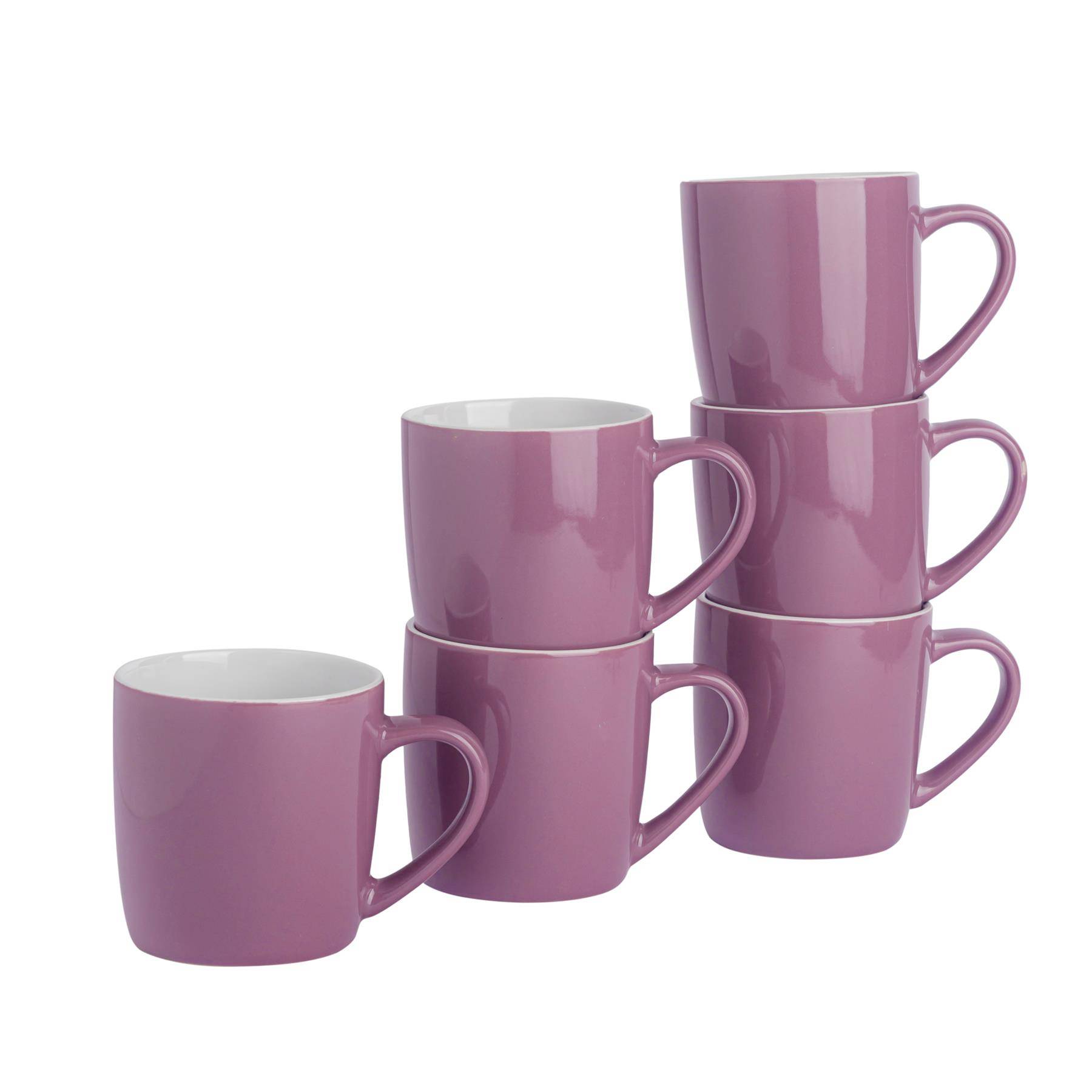 Argon Tableware Coloured 350ml Coffee Mugs Pack of 6 - Purple - Image 1