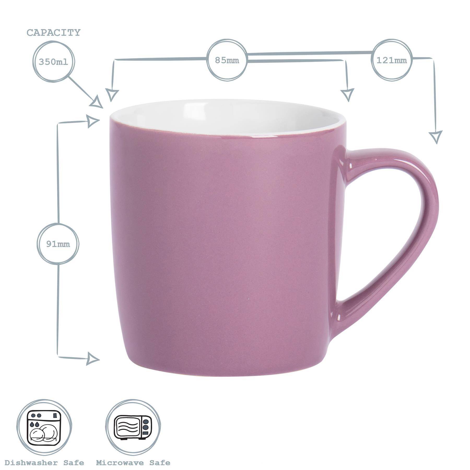 Argon Tableware Coloured 350ml Coffee Mugs Pack of 6 - Purple - Image 3