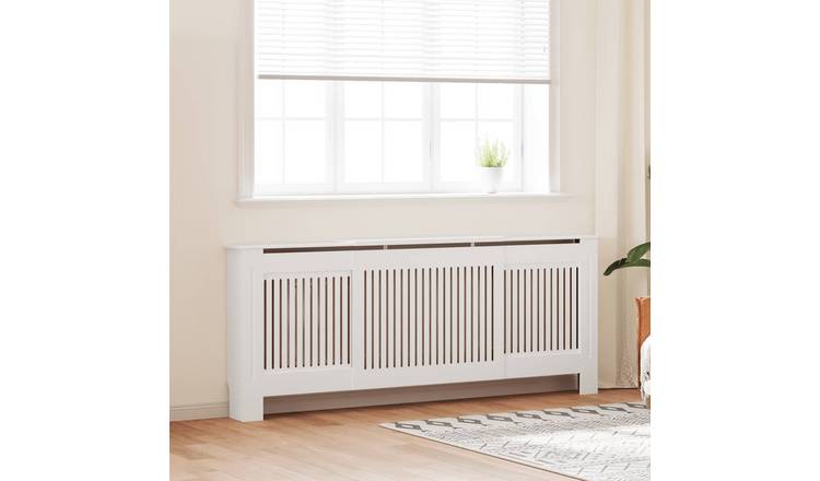 Walplus Engineered Wood Radiator Cover - White - 142-205 x 20.5 x 81.5 cm