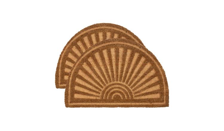 Nicola Spring Coir Half Moon Door Mats - Embossed - Pack of 2