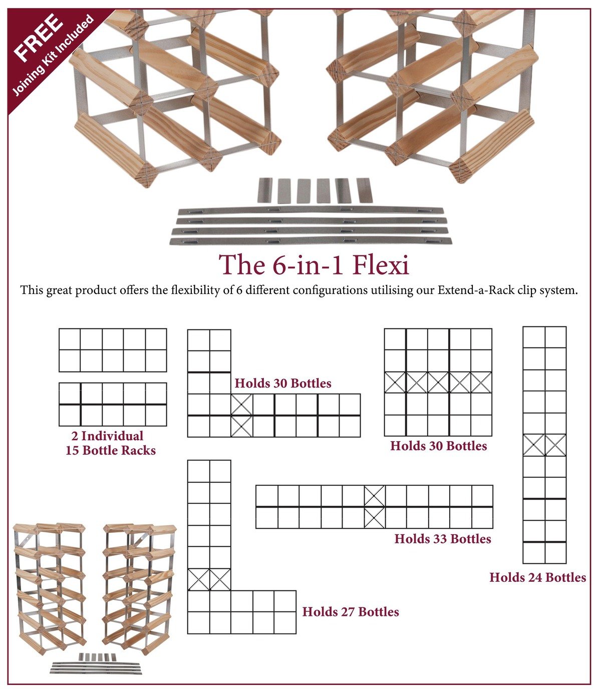 RTA 33 Bottle 6 in 1 Flexi Wooden Wine Rack. Review