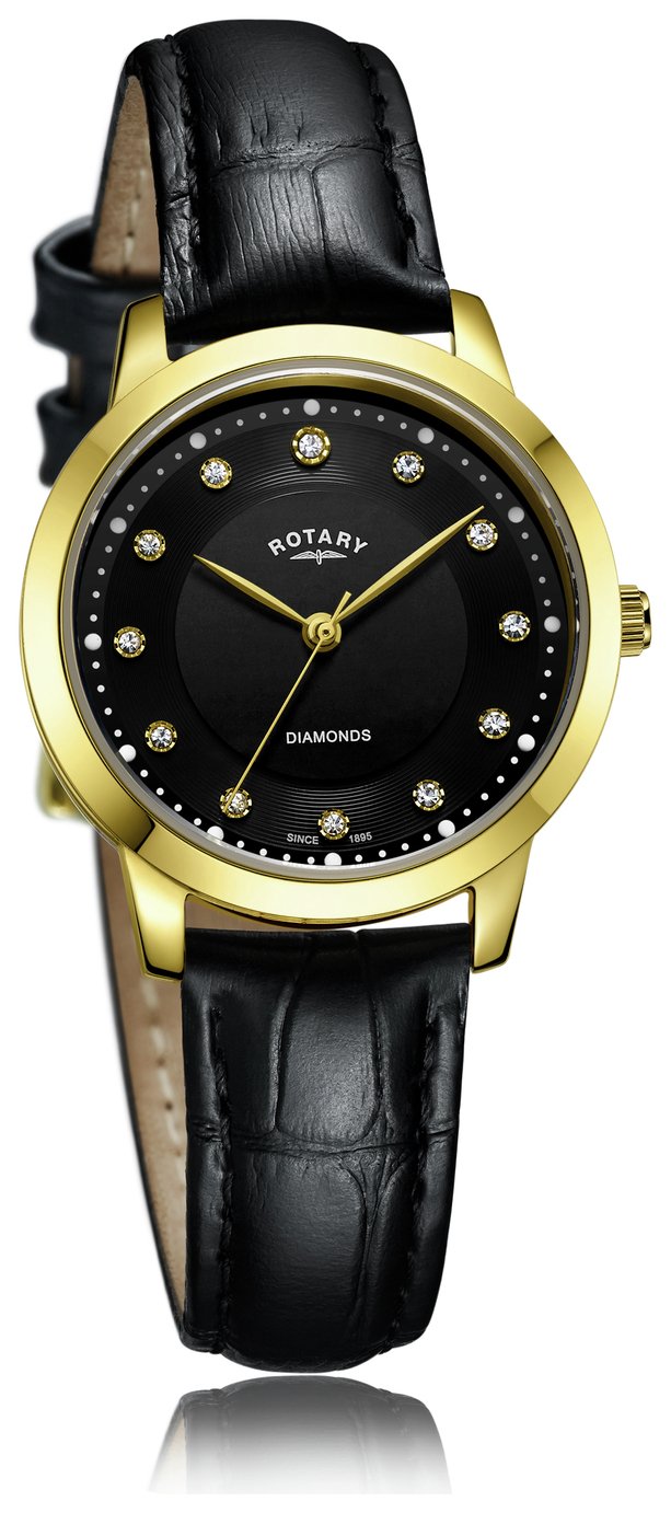 Rotary Ladies Diamond Set Dial Black Leather Strap Watch Review