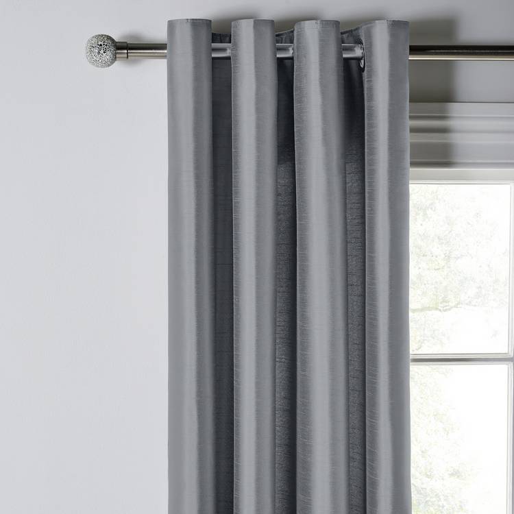 Habitat Faux Silk Fully Lined Eyelet Curtains - Dove Grey 0