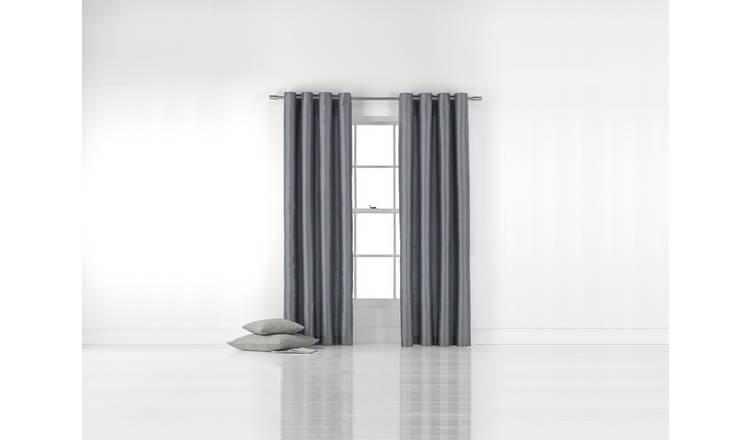 Buy Argos Home Faux Silk Fully Lined Eyelet Curtains - Dove Grey ...