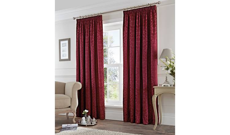 Fusion Eastbourne Lined Curtains - 117x183cm - Burgundy.