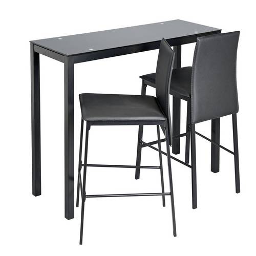 Buy Argos Home Lido Glass Bar Table & 2 Black Chairs | Dining table and