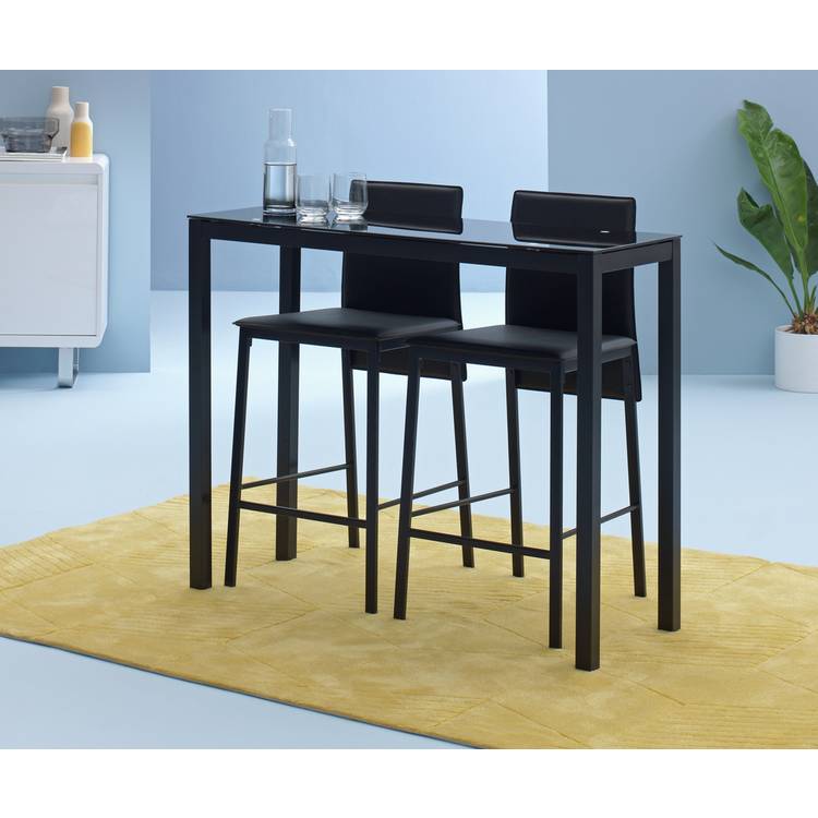 Argos Home Lido Black Bar Table & 2 Black Chairs 0