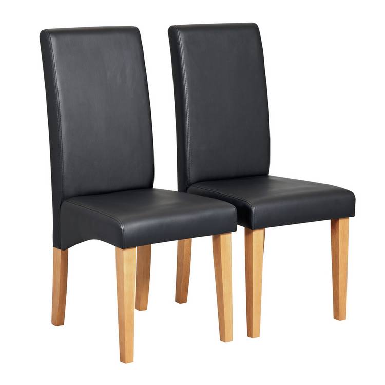 Argos Home Pair of Skirted Dining Chairs - Black 0