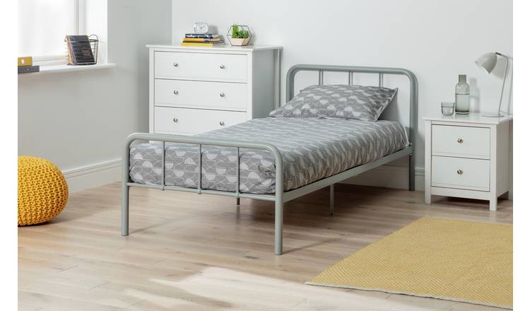Argos Home Charlie Single Metal Bed Frame - Silver