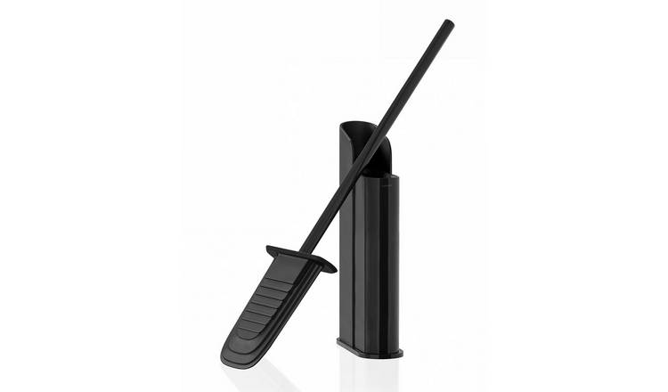 Cosmic Flat Toilet Brush & Holder - Matt Black