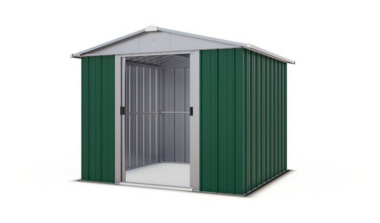 YardMaster Metal Green Apex Garden Shed - 8 x 7ft