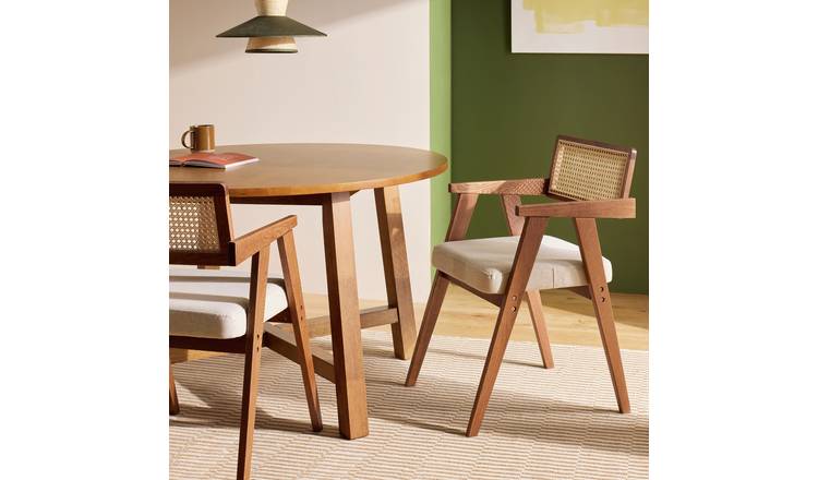 Habitat Cedric Pair of Solid Wood Dining Chairs - Walnut