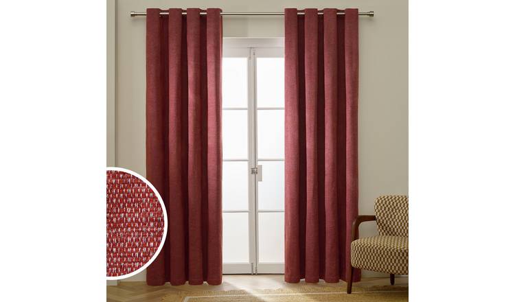 Habitat Basket Weave Blackout Eyelet Curtain - Terracotta - 117x137cm
