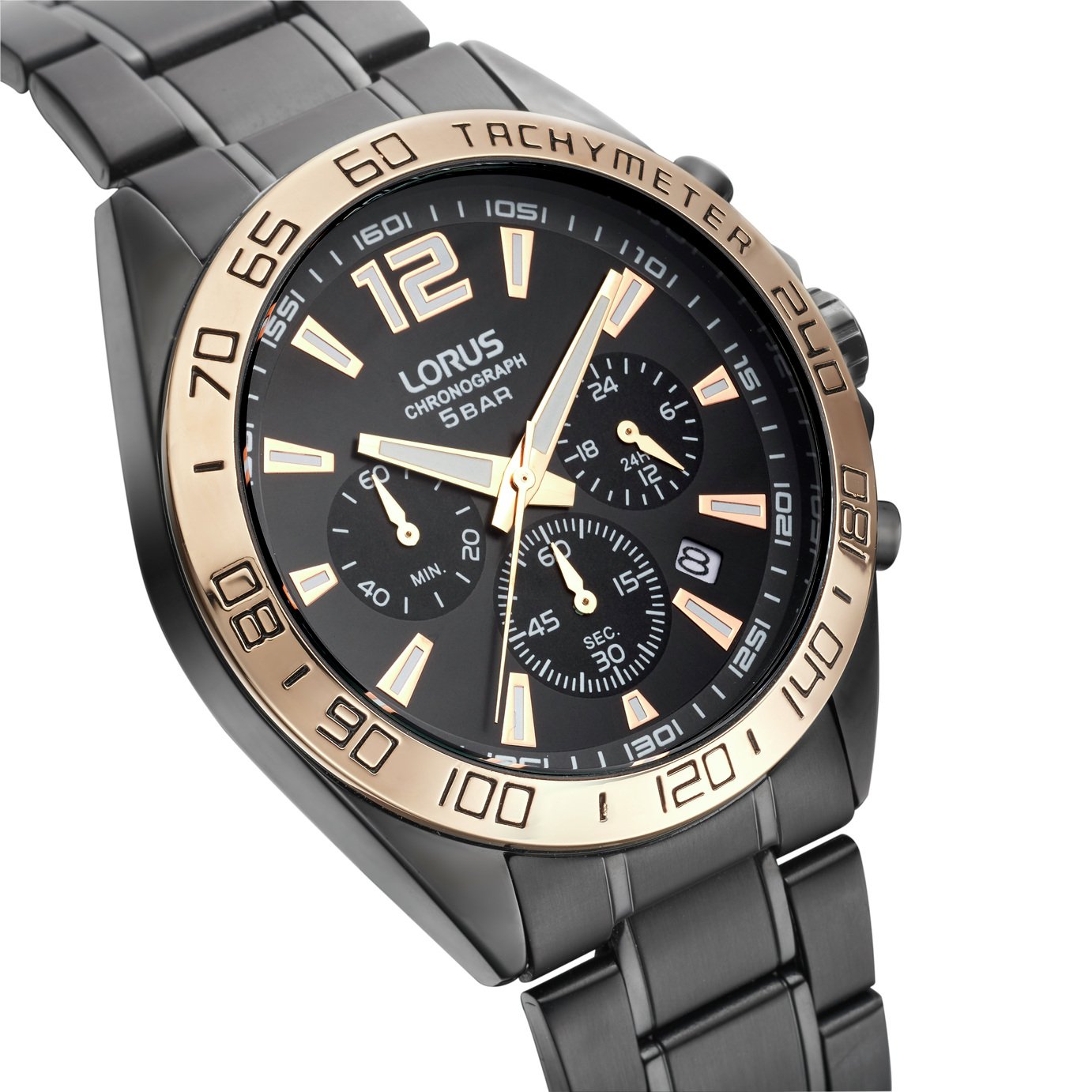 lorus men's stainless steel bracelet chronograph watch