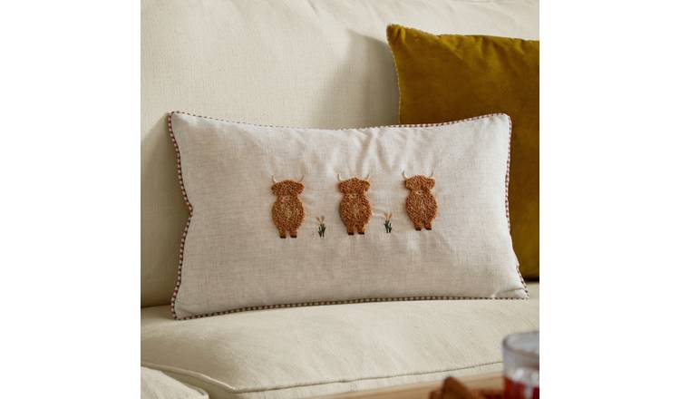 Wylder Ramble Highland Cows Cushion Beige - 50x30cm
