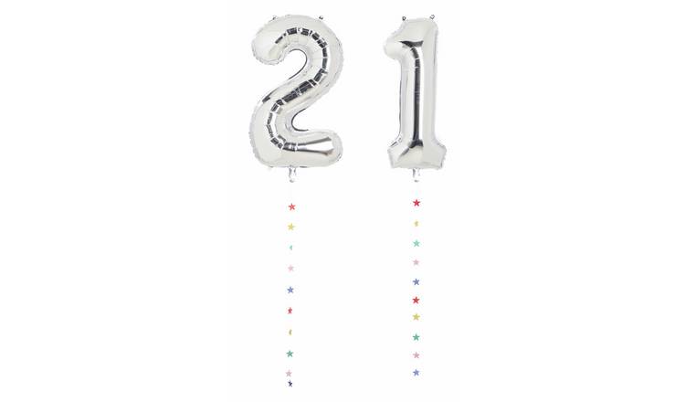 Mad Party 21 Milestone Number Foil Balloons and Tails Kit