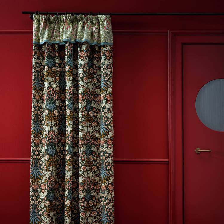 Habitat x Morris & Co. Hyacinth Ruffle Pencil Pleat Curtain - 117x137cm 0