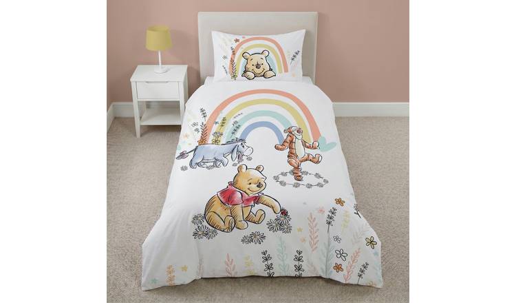 Disney Kids Winnie the Pooh Rainbow White Bedding Set - Toddler