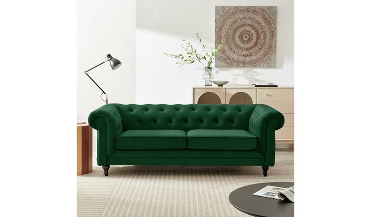 Habitat Chesterfield Velvet 2 Seater Sofa Bed - Green