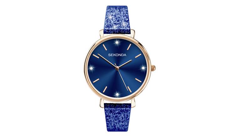 Buy Sekonda Ladies Navy Blue Glitter Strap Watch Womens watches