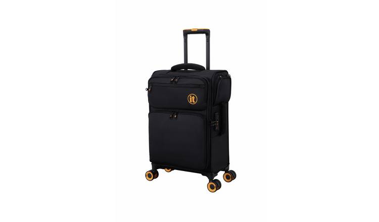 IT Luggage Simultaneous Expandable 8 Wheel Soft Cabin Suitcase - Black