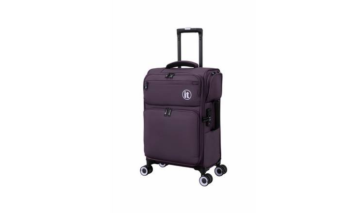IT Luggage Simultaneous Expandable 8 Wheel Soft Cabin Suitcase - Plum