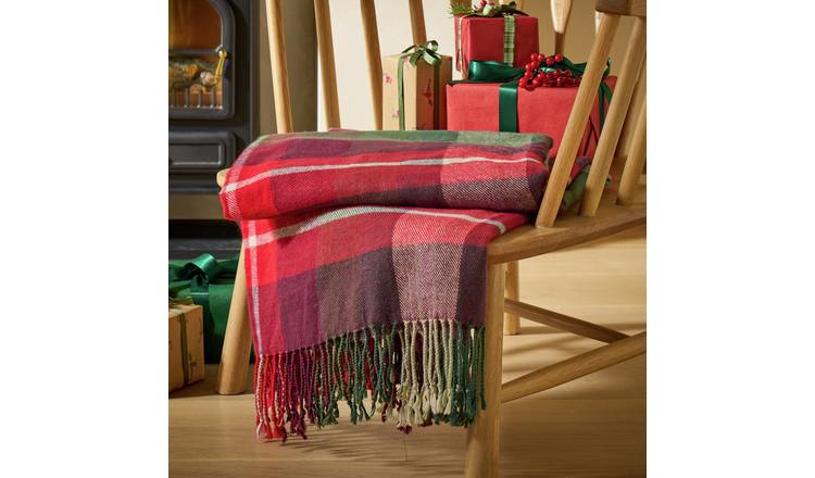 Argos Home Check Throw - Red - 200x150cm