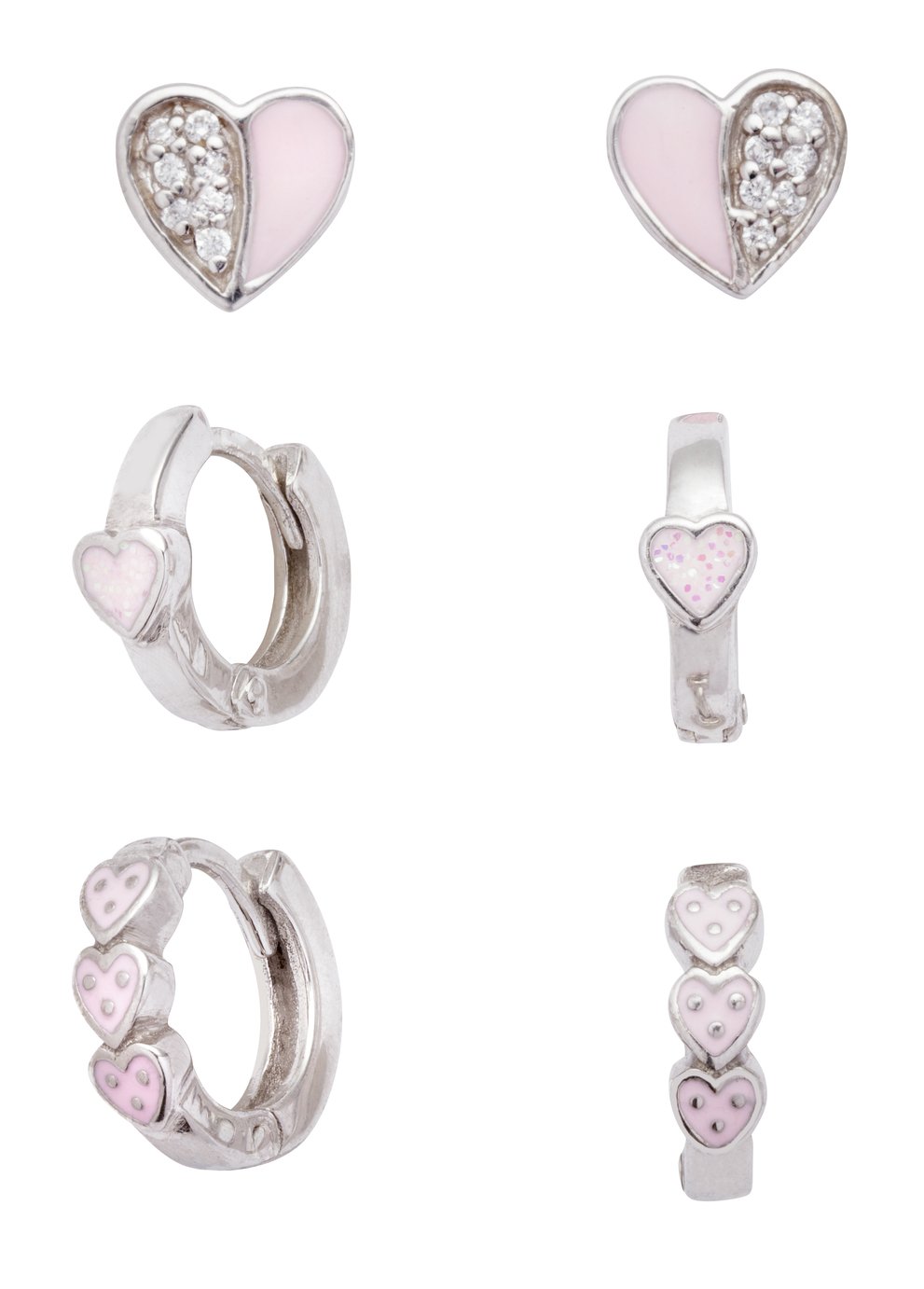 Revere Sterling Silver Kids Hoop & Stud Earrings Set of 3