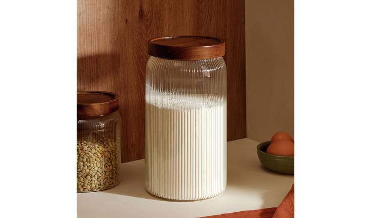 Habitat 2.3 Litre Ribbed Glass Storage Jar