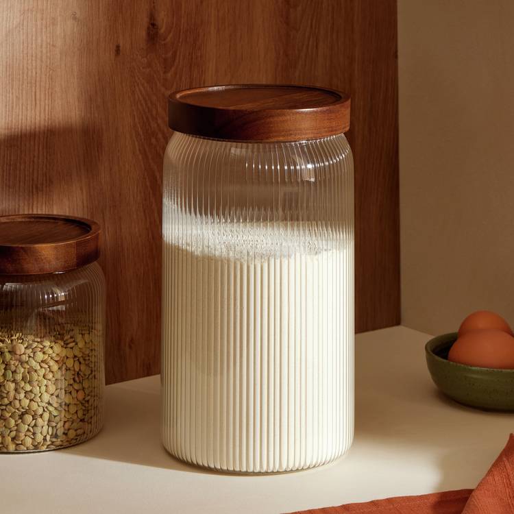 Habitat 2.3 Litre Ribbed Glass Storage Jar 0