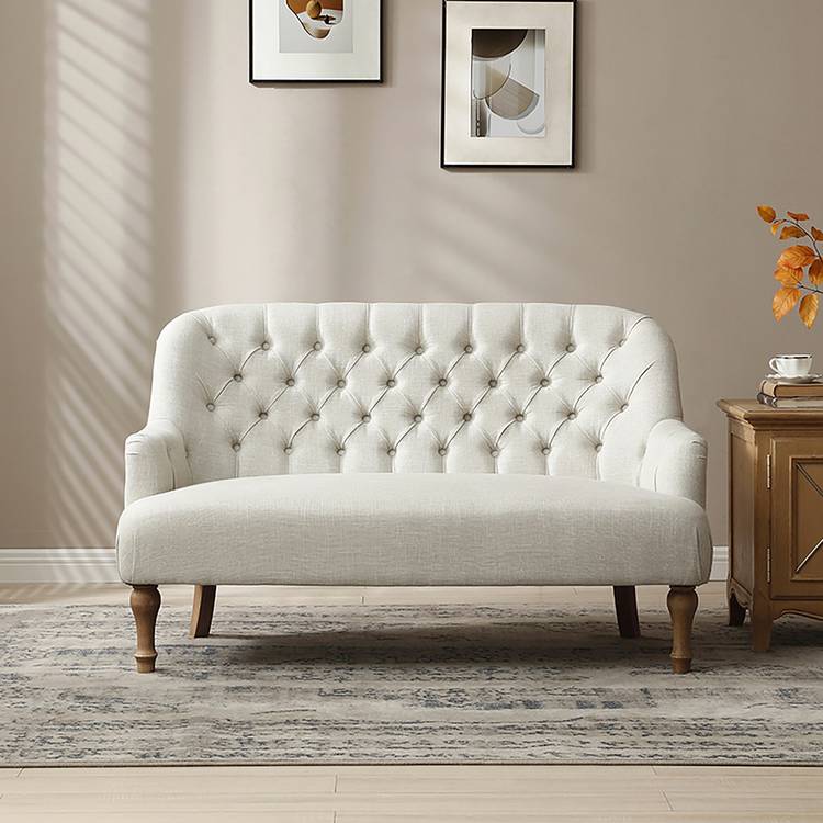 Kyoto Charlie Fabric 2 Seater Sofa - Cream 0