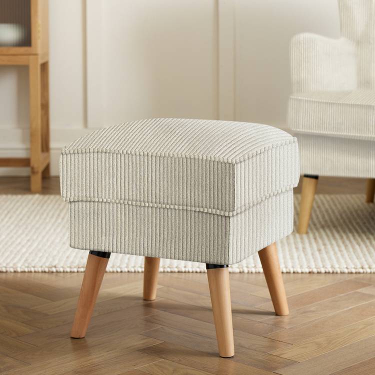 Habitat Callie Fabric Footstool - Latte 0