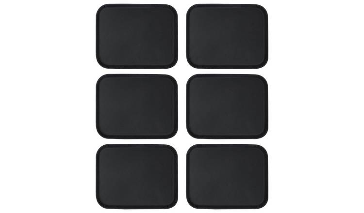 Argon Tableware Rectangular Non-Slip Serving Trays - Black Set of 6