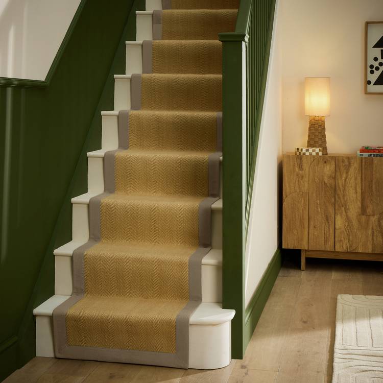Habitat Herringbone Natural Border Jute Stair Runner - 60x600cm 0
