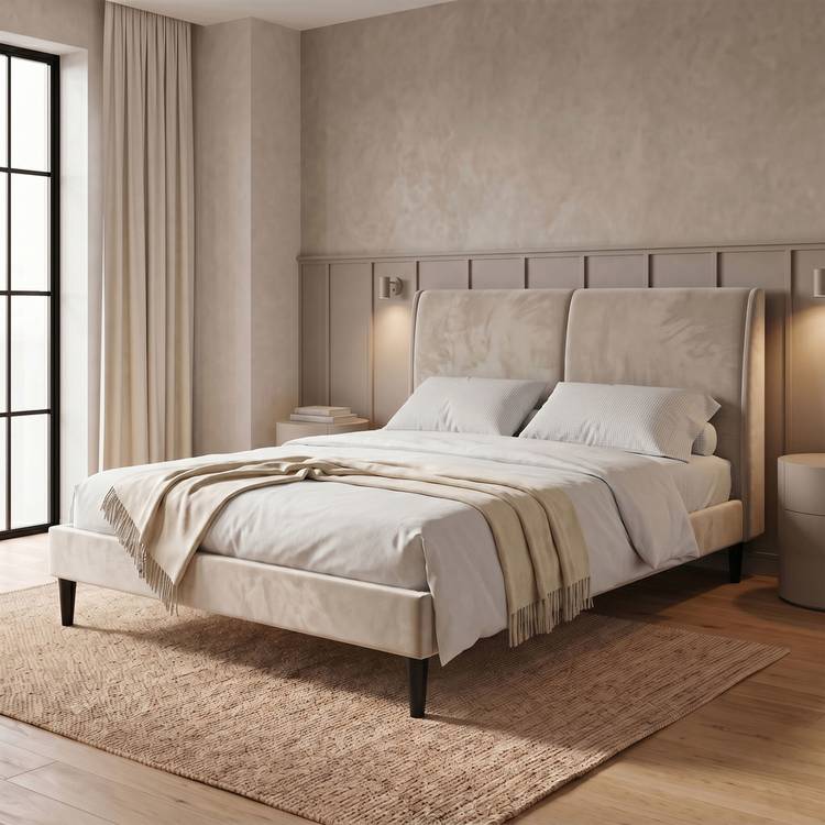 Habitat Payton Pillowback Double Bed Frame- Natural 0