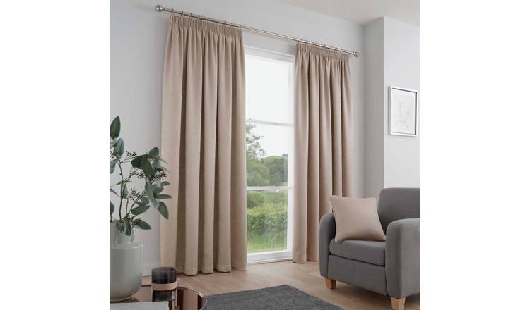 Fusion Galaxy Thermal Pencil Pleat Curtains - Natural - 117x137cm