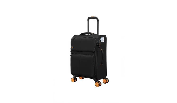 IT Luggage Lykke Expandable 8 Wheel Soft Cabin Suitcase - Black