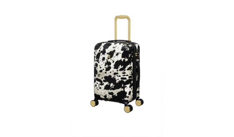 IT Luggage Sheen Expandable 8 Wheel Hard Cabin Suitcase - Black and White
