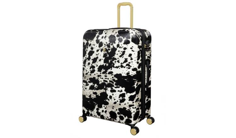 IT Luggage Sheen Expandable 8 Wheel Hard Large Suitcase - Black and White
