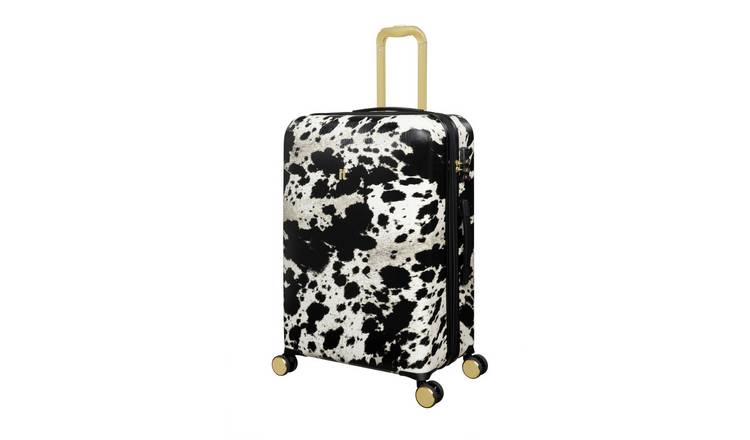IT Luggage Sheen Expandable 8 Wheel Hard Medium Suitcase - Black and White