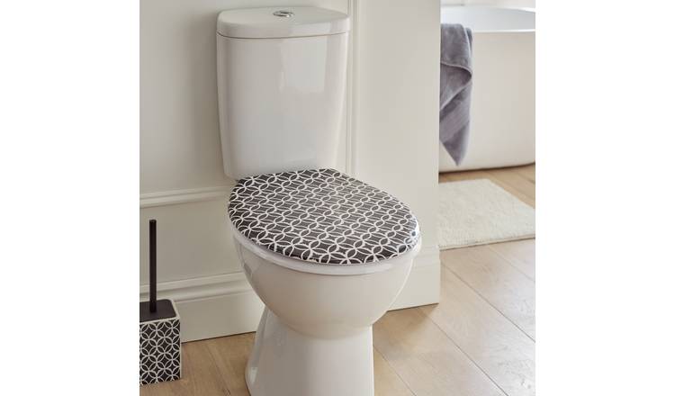 Argos Home Mono Tile Print Toilet Seat - Black & White