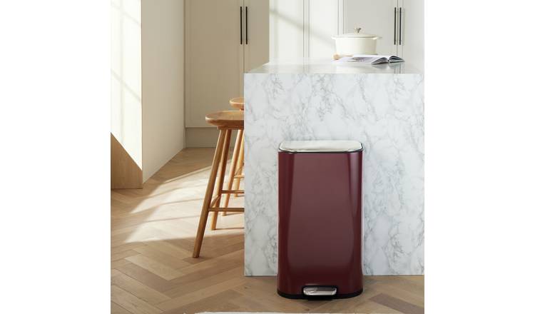 Habitat 30 Litre Kitchen Pedal Bin - Burgundy
