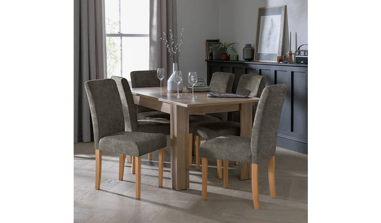 Argos Home Miami Extend Oak Dining Table & 4 Charcoal Chairs
