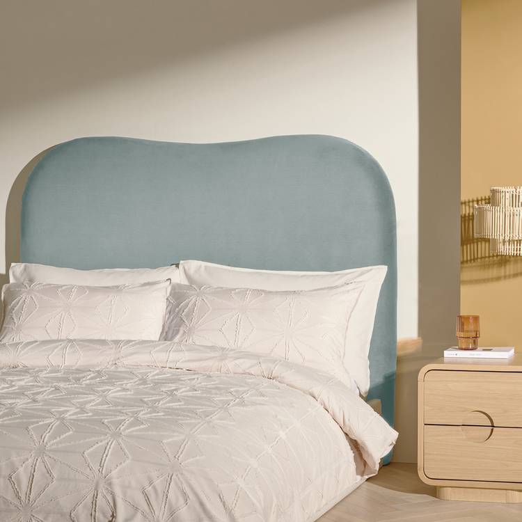 Habitat Mali Velvet Kingsize Headboard - Blue 0